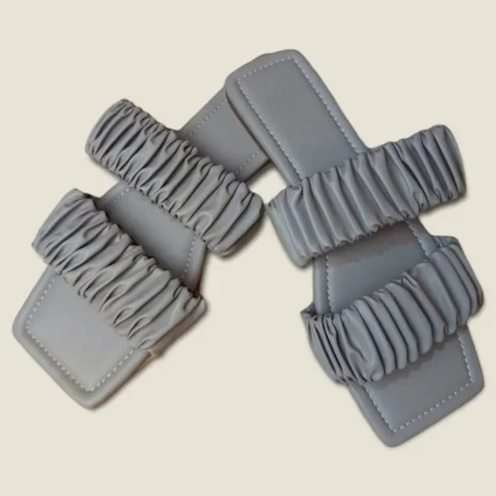 H&M Taupe Scrunchie Sandal Slides Size 9.5